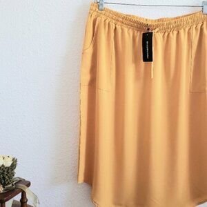NWT ShopWonder Women Yellow Midi Drawstrings Skirt